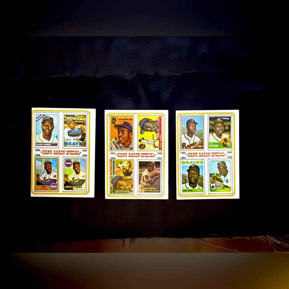 [3] 1974 Topps Hank Aaron [Aaaron Special 1966-69] #2, #4, #5  Baseball Cards
